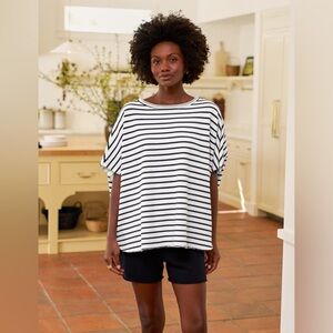 Frank & Eileen Wide Navy French Stripe One Sized Capelet‎ Triple Fleece New Flaw